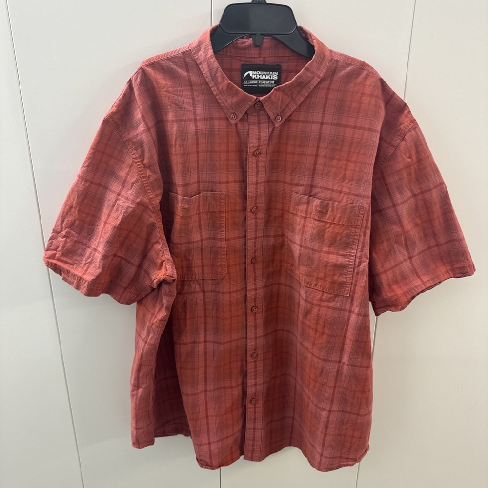 Mountain Khakis Classic Fit Short Sleeve Button Front Shirt Men's XXL Red Plaid